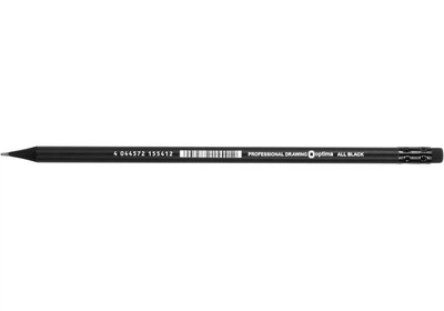 Олівець простий "Optima" O15541 "All Black" з гумкою, чорний