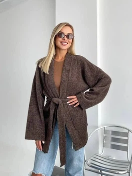 Кардиган ворсистий з ангори, шоколад, 42-46 (One size) (2508BT)