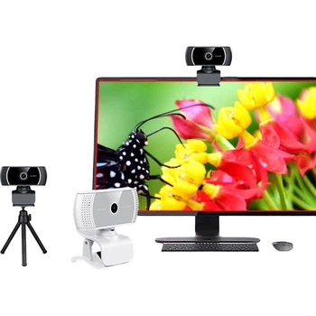 Веб-камера GESOBYTE C120 HD с микрофоном для онлайн-обучения, домашнего использования, видеозвонков с ноутбука и настольного компьютера, USB-интерфейс, встроенный микрофон, разрешение 480p.