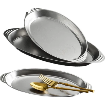 Тарілка Maxcook 304 з нержавіючої сталі, овальна тарілка для риби, 30 см MCWA8366