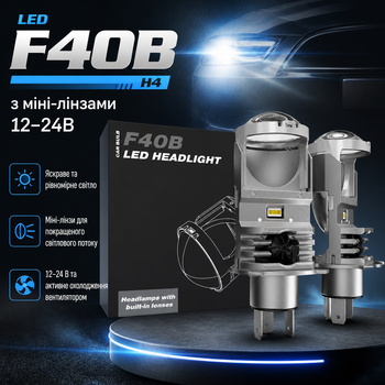 LED лампи F40B H4 з міні-лінзами 12-24В для авто