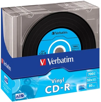 Płyty Verbatim AZO Data Vinyl CD-R 700 MB 52x Slim, 10 szt. (43426)