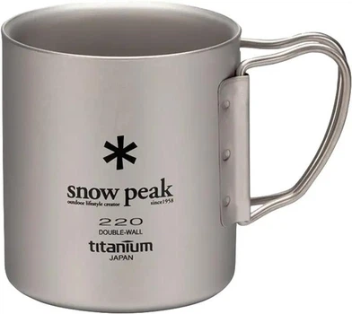 Термокружка Snow Peak MG-051FHR Titanium Double Wall Mug 0.22 л титанова подвійні стінки складна ручка для туризму і дому