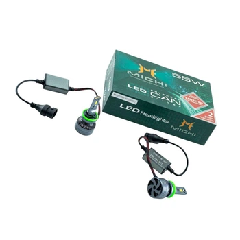 Автолампа LED H11 12V-24V MICHI Can 55W 5500K 5300L с обманкой радиатор с вентилятором