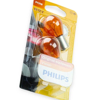 Автолампа A 12V PY21W BAU15s PHILIPS ORANGE смещ, цоколь (пара)