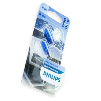 Автолампа БЦ 12V 5W W2.1х9.5d PHILIPS White Vision ultra 60% (пара)