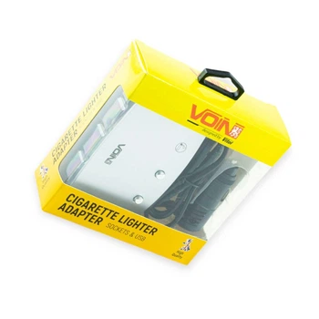 Розгалужувач прикурювача 3 вих. 10А, 120Вт, 1 USB 2.4А, провід 0,78м, Євро VOIN
