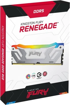 Пам'ять для настільних комп'ютерів Kingston FURY 48 GB (2x24GB) CUDIMM DDR5 8400 MHz Renegade Silver/White RGB (KF584CU40RWAK2-48)