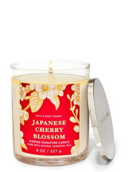 Ароматична свіча Bath and Body Works "Japanese Cherry Blossom Candle exclusively fragranced soy wax blend candle", 227 г (667558739327)
