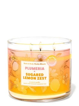 Ароматична свіча 3-х гнітильна Bath and Body Works "Plumeria & Sugared Lemon Zest Candle",411 г (667559285663)