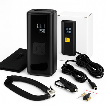 Портативный воздушный компрессор 12В с аккумулятором и USB зарядкой