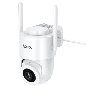 Камера відеоспостереження Hoco D10 PTZ 2MP Wi-Fi 2.4 ГГц з поворотним механізмом, IP65, вулична для контролю території Білий