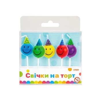 Свеча Maxi Смайлики 5 шт на торт (MX629083)