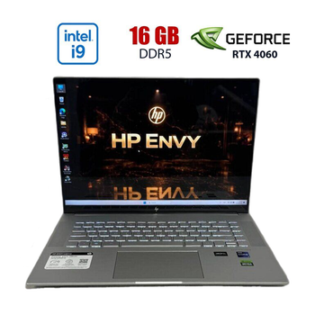 Игровой ноутбук Б-класс HP Envy 16-h1001nr / 16" (2560x1600) IPS / Intel Core i9-13900H (14 (20) ядер по 2.6 - 5.4 GHz) / 16 GB DDR5 / 512 GB SSD / nVidia GeForce RTX 4060, 8 GB GDDR6, 128-bit / WebCam б/у