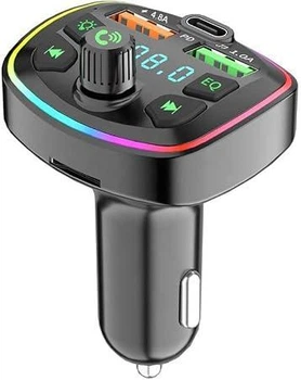 Автомобільний FM-трансмітер Bluetooth 5.0 FM-передавач (2 USB + Type-C) — модулятор, MP3-плеєр, Bluetooth-ресивер
