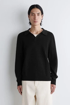 Джемпер поло чоловічий COS textured knitted polo jumper 1293217001 XS Чорний