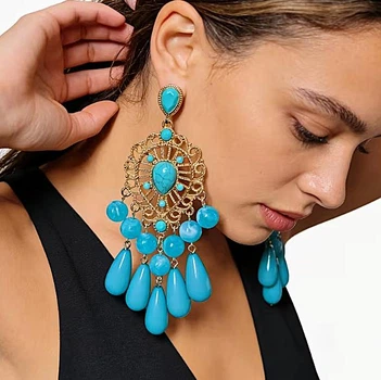 Жіночі сережки "Лейла" 11.1см jewelry Бірюзові