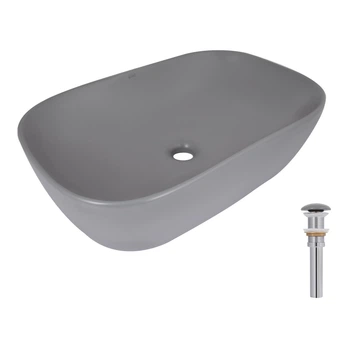 Раковина накладная Qtap Robin 600x390 прямоугольная, серая (QTROB188SG49786)