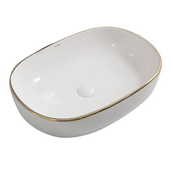 Умывальник накладной Mixxus Premium Ellipse-0105 Edge Gold 600х400 овальный, белый (MP6564)