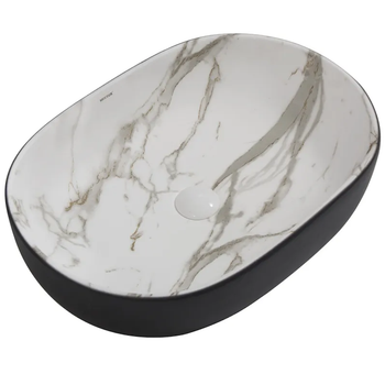 Умывальник накладной Mixxus Premium Ellipse-0105 Marble Black 600х400 овальный, черный (MP6565)