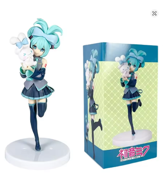 Коллекционная аниме фигурка статуэтка Hatsune Miku x Cinnamoroll с кроликом, collection figure anime Vocaloid 21см