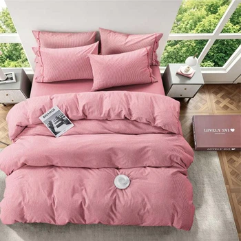 Комплект постільної білизни Lovely Svi варена бавовна (120 г/м2) Євро Червона смужка