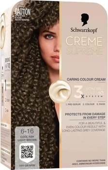 Farba do włosów Schwarzkopf Creme Supreme 6-16 Chłodny popielaty ciemny blond 182 ml (9000101745801)