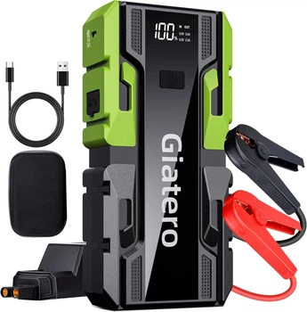 Пусковий пристрій Giatero 001B 4000А Peak 12800mAh Бустер для авто з функцією Power Bank + ліхтар має чохол (твердий футляр)