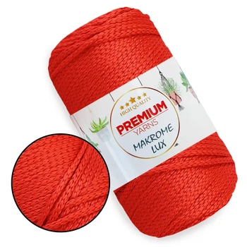 Шнур полиэстеровый 2мм Красный Premium Yarn Makrome Lux