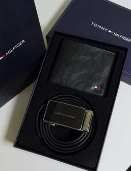 Подарунковий чоловічий набір Tommy Hilfiger 3-в-1: Ремінь + Гаманець 87331