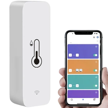 Датчик температури та вологості від батарейок, з WiFi, Tuya TH01 / Розумний аналізатор повітря / Термогігрометр