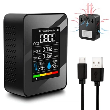 Датчик якості повітря з дисплеєм 5в1, від USB / Аналізатор повітря / Детектор якості повітря