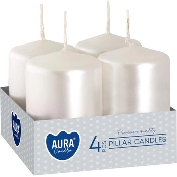 Комплект свечей цилиндр Aura (Bispol) 4х6 см. 4шт Перламутровые (27368)