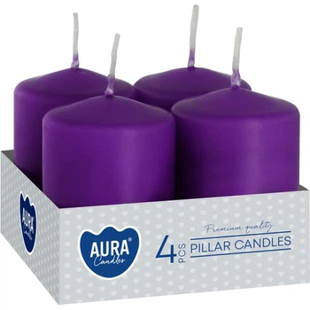 Комплект свечей цилиндр Aura (Bispol) 4х6 см. 4шт Феолетовые (27410)
