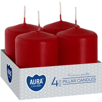 Комплект свечей цилиндр Aura (Bispol) 4х6 см. 4шт Бордовые (27538)