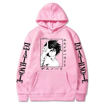 Худи оверсайз Тетрадь Смерти (Death Note) — Эл Лоулайт (L Lawliet) pink