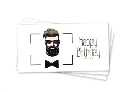 Конверт для грошей Чоловіку Happy birthday Білий з чорним