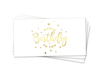 Конверт для грошей Happy Birthday to You Зірочки Білий із золотом