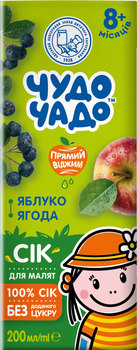 Упаковка сока Чудо-Чадо прямого отжима Яблоко-ягода без сахара с 8 месяцев 0.2 л х 18 шт (4820003689035)
