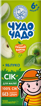 Упаковка сока Чудо-Чадо прямого отжима Яблоко без сахара с 6 месяцев 0.2 л х 18 шт (4820003680216)
