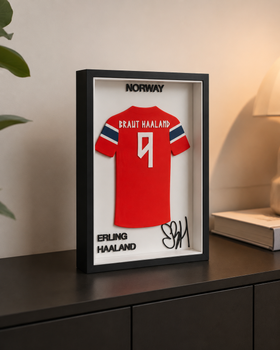 Картина в рамці з футболкою футболіста Erling Haaland збірної Норвегії. Aivory
