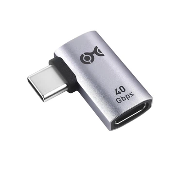 Адаптер Cable Matters Type-C Flat Right Angle, 40Gbps, 4K@240Hz, 240Вт, silver
