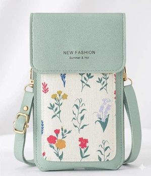 Женская сумка для телефона, кошелек через плечо Floral Mini, мятный (СК-720)