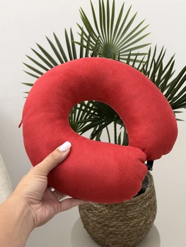 Подушка для подорожей Coverbag Червоний підголівник холлофайбер