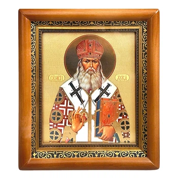 Ікона Лука Святитель сповідник архієпископ Кримський, лик 15х18 см, у коричневому прямому дерев'яному кіоті