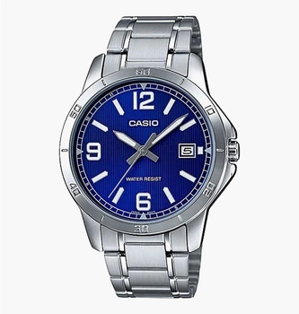 Мужские часы Casio MTP-V004D-2B синие 30 м