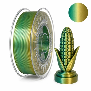 PLA филамент двухцветный Pochatok Filament Бирюзово-зеленый металлик – Золотой металлик 1,75 мм 0,75 кг