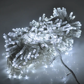 Гирлянда светодиодная 500 led диодная белый свет 8 режимов свечения длина 25м прозрачная изоляция