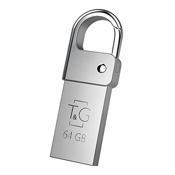 USB флешка T&G Metal 027 64GB ударостойкая из металла с карабином для удобного хранения данных стальной
