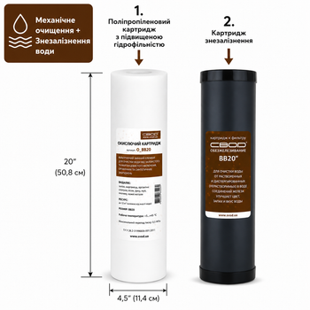 Комплект картриджей "СВОД" Обезжелезивание 2_OF_BB20, Big Blue 20